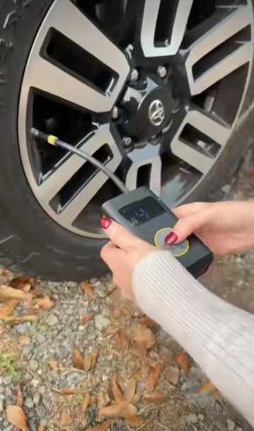 Portable car tire gauge inflator
